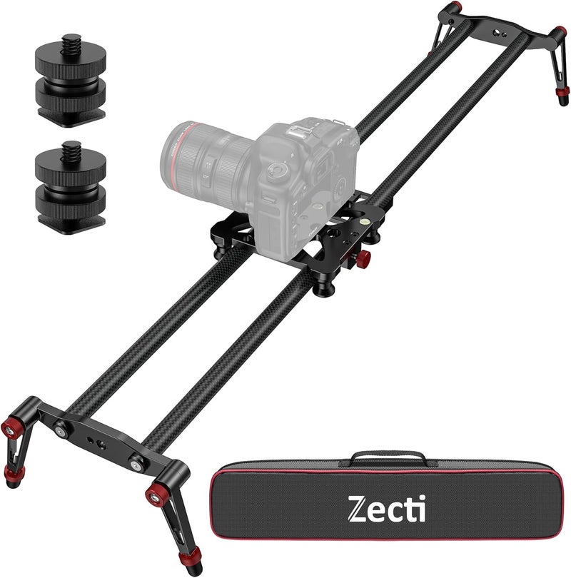 Zecti Camera Slider 32 "/80 cm Adjustable Carbon Fiber Camera Dolly Track Slider Video Stabilizer Rail for Camera DSLR Video Movie Photography Camcorder Stabili - Image 1